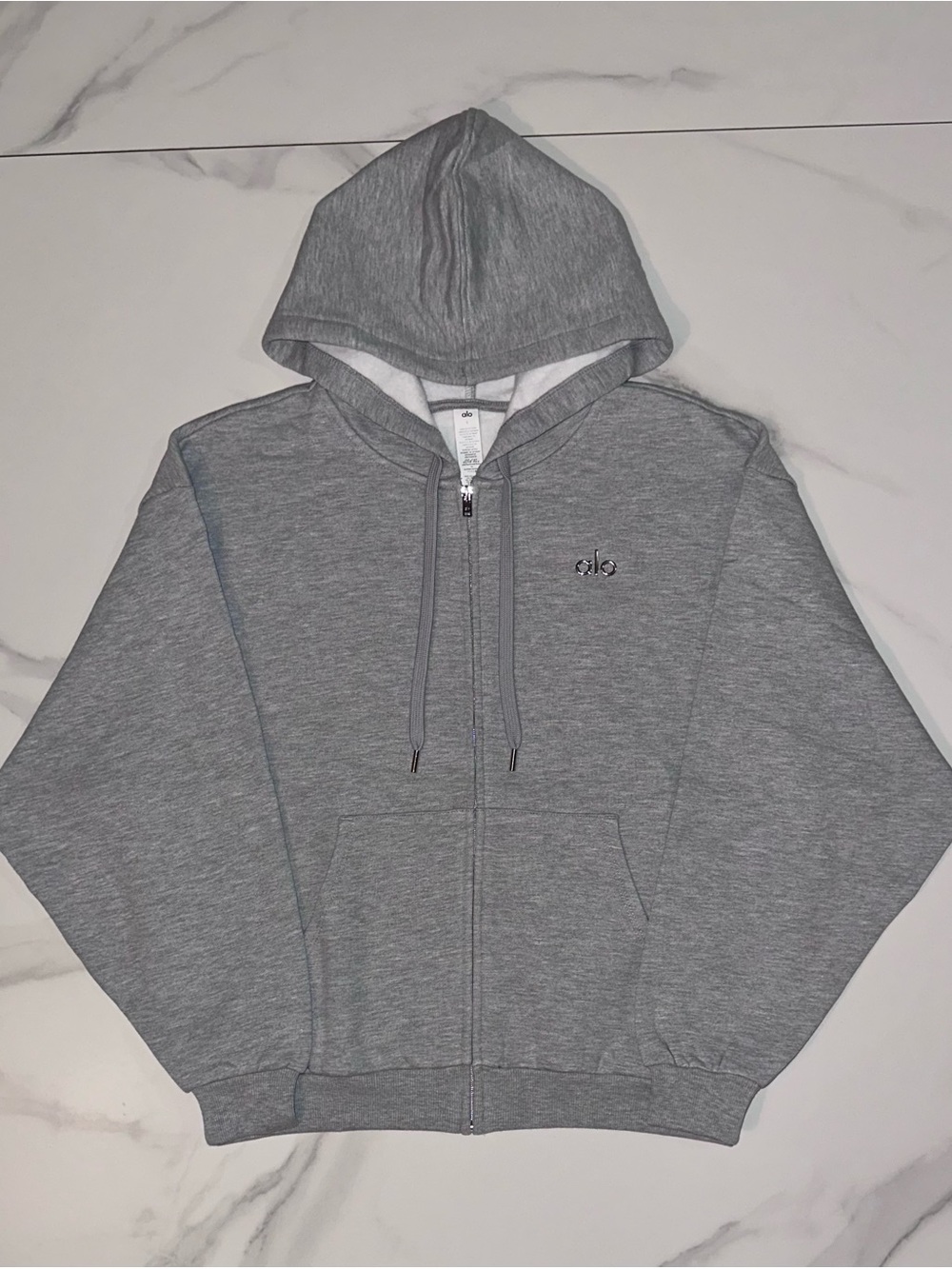 Alo Yoga Accolade Full Zip Hoodie Sweatshirt Athletic Heather Grey Small NWT